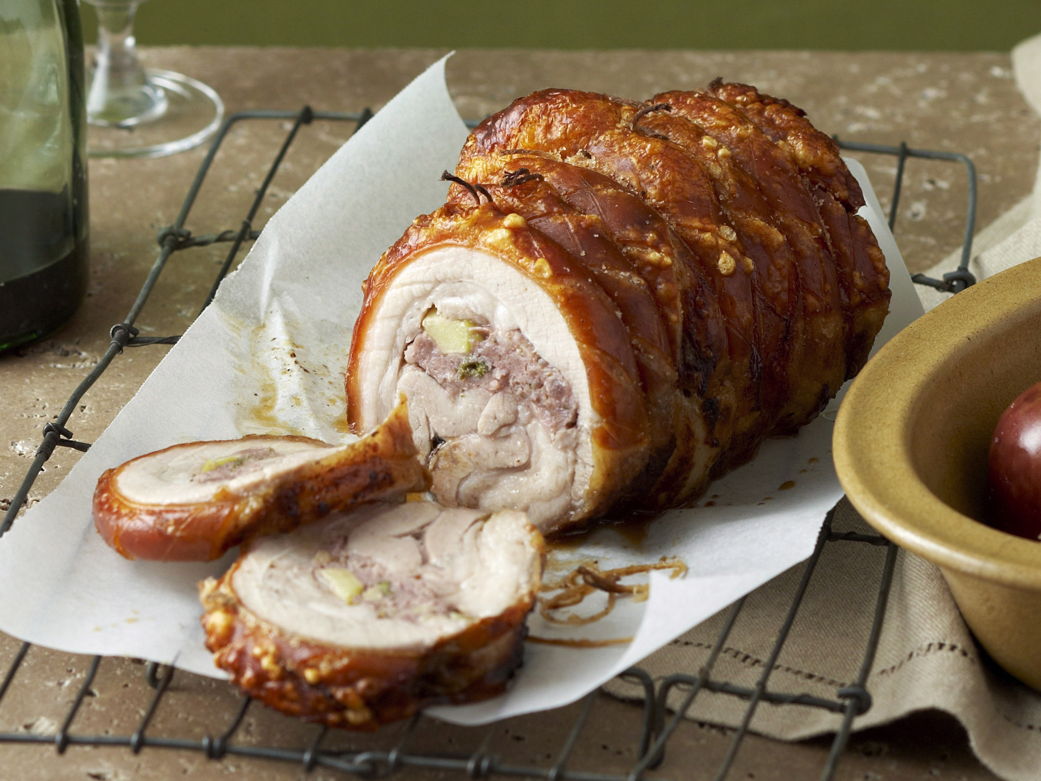 Stuffed pork belly with apples