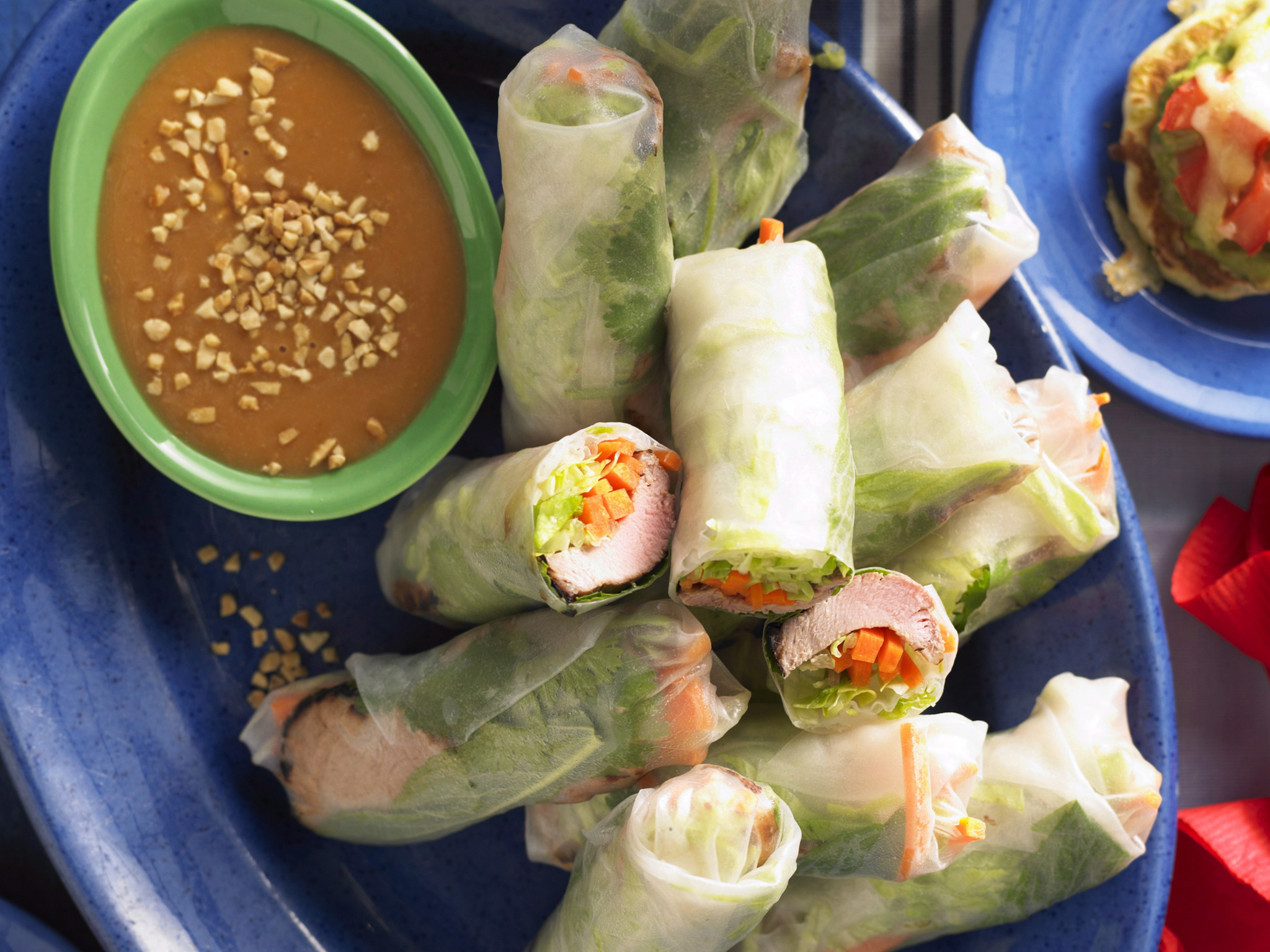 Hoisin pork rice paper rolls