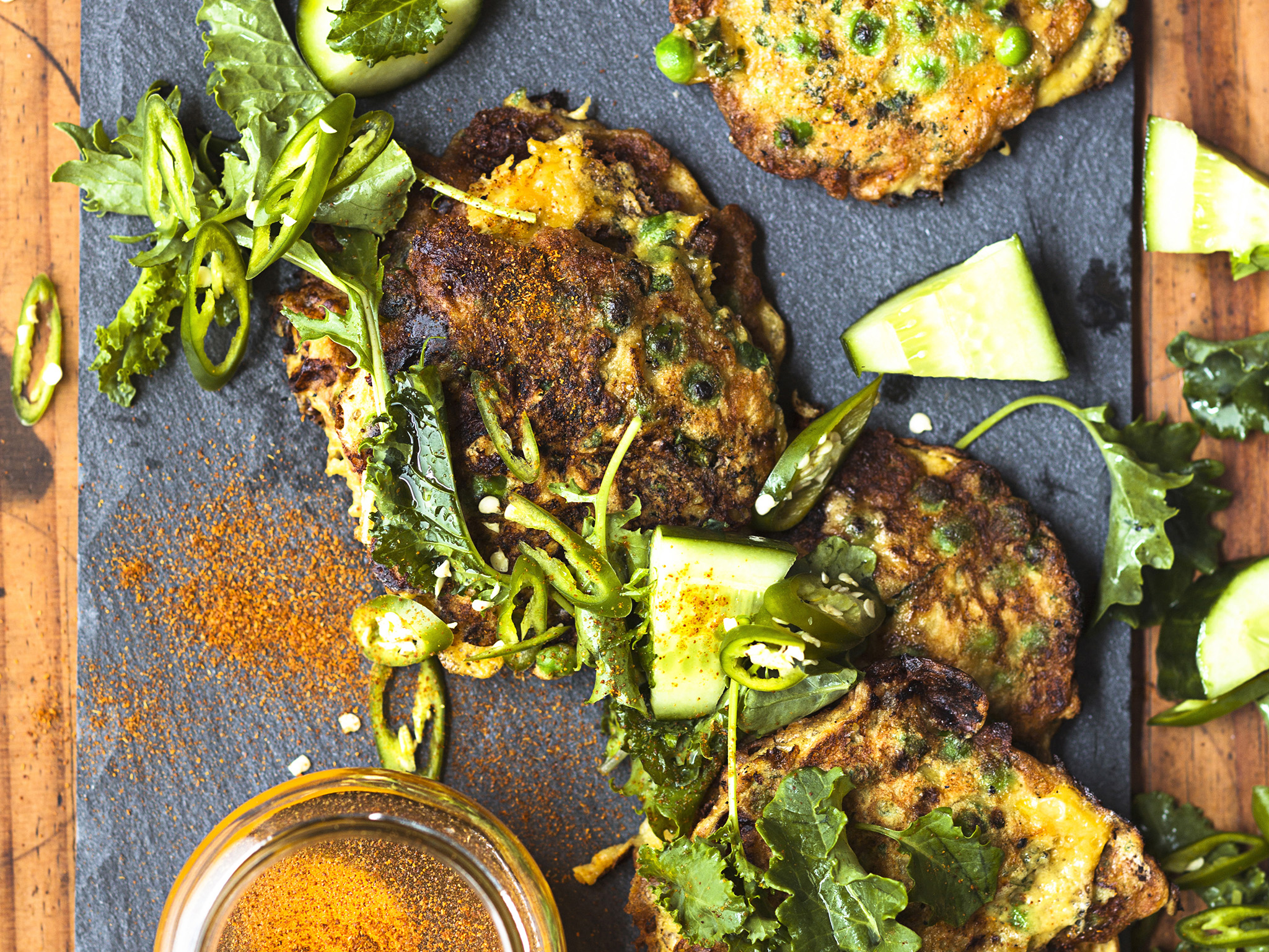 Big green fritters with cayenne honey | Women's Weekly Food