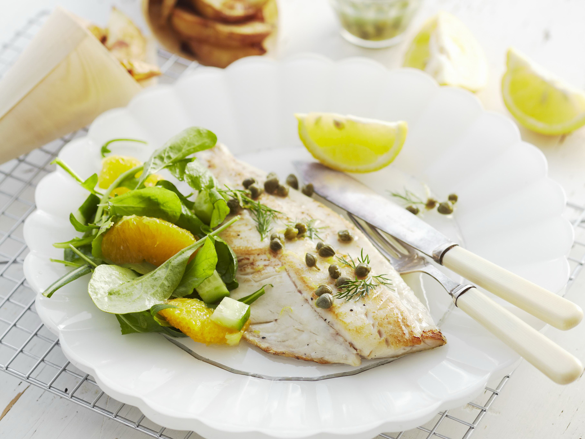 Fish and roasted chips with citrus salad | Women's Weekly Food