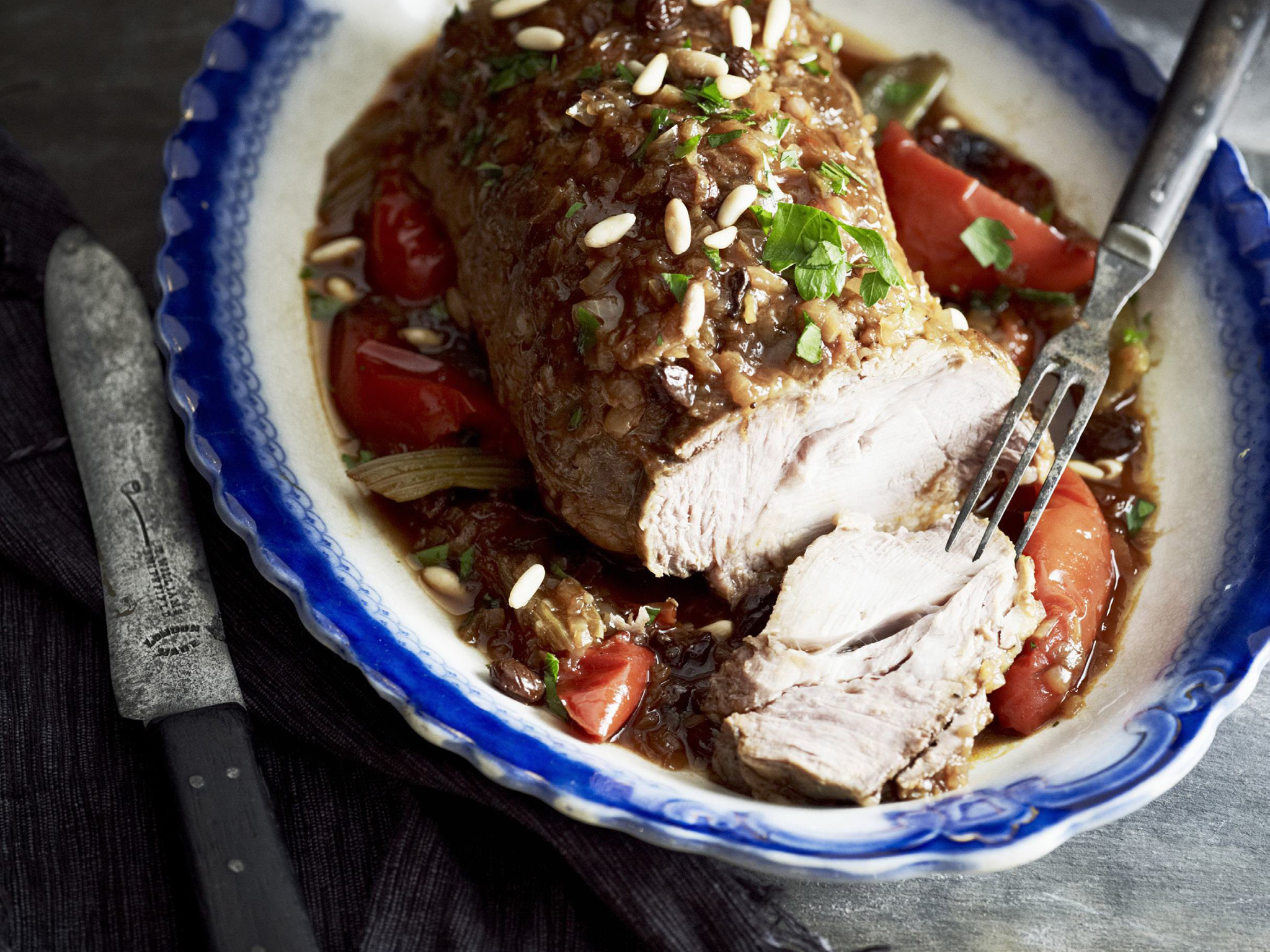 sweet and sour italian pork with capsicum