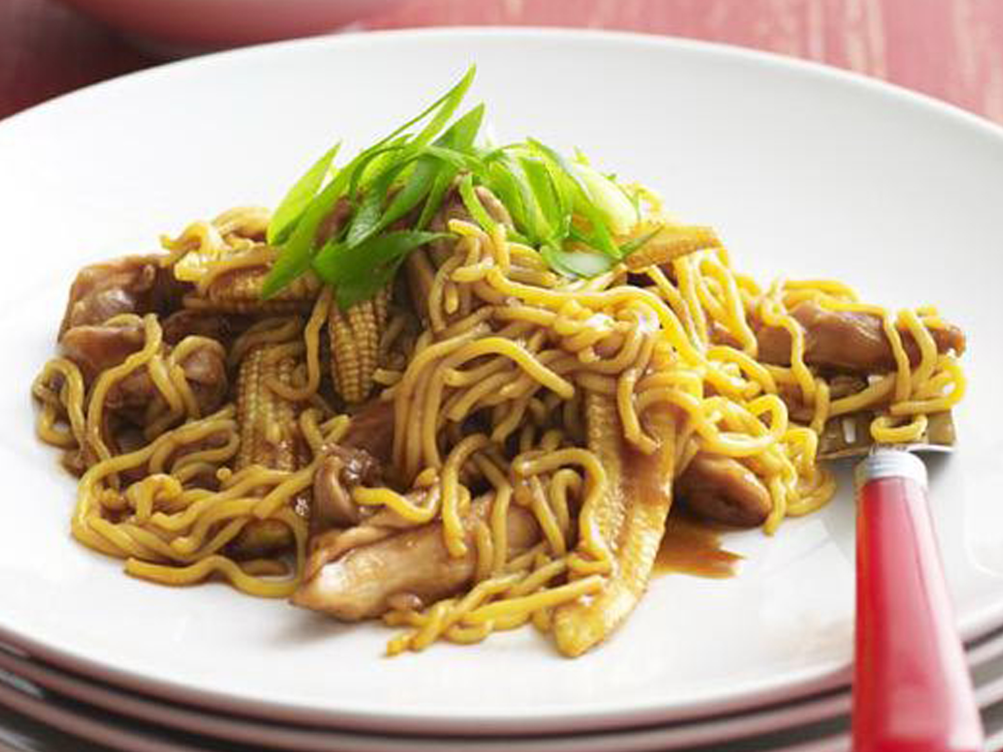 STIR-FRIED CHICKEN AND EGG NOODLES