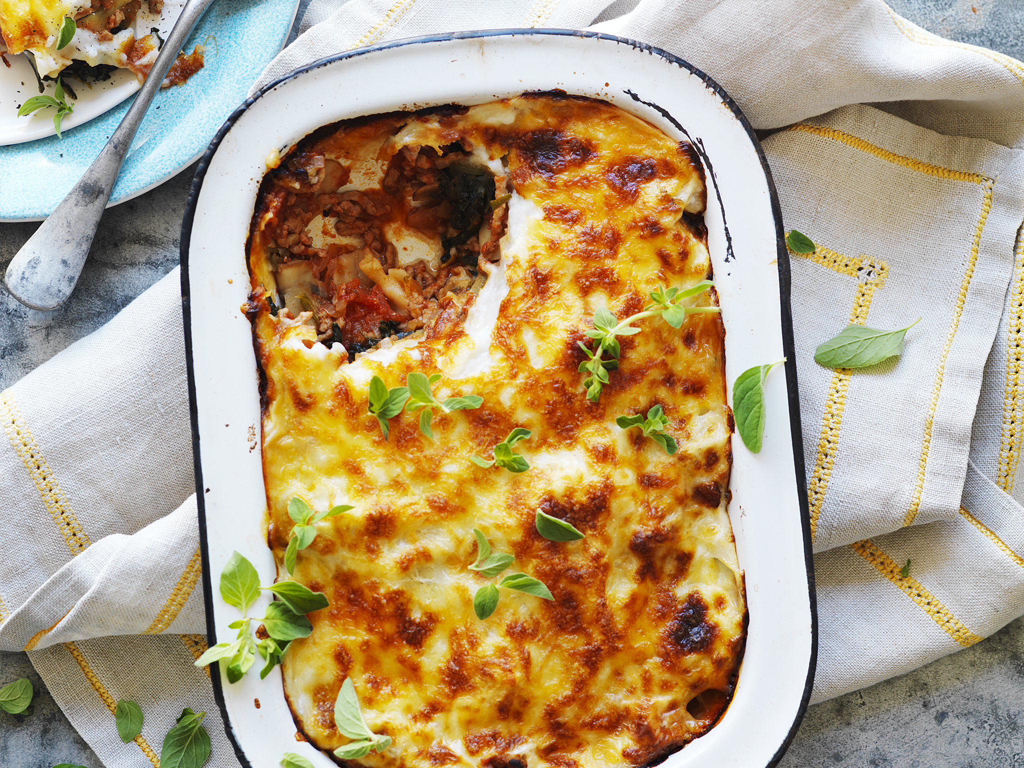 pork and veal lasagne with spinach