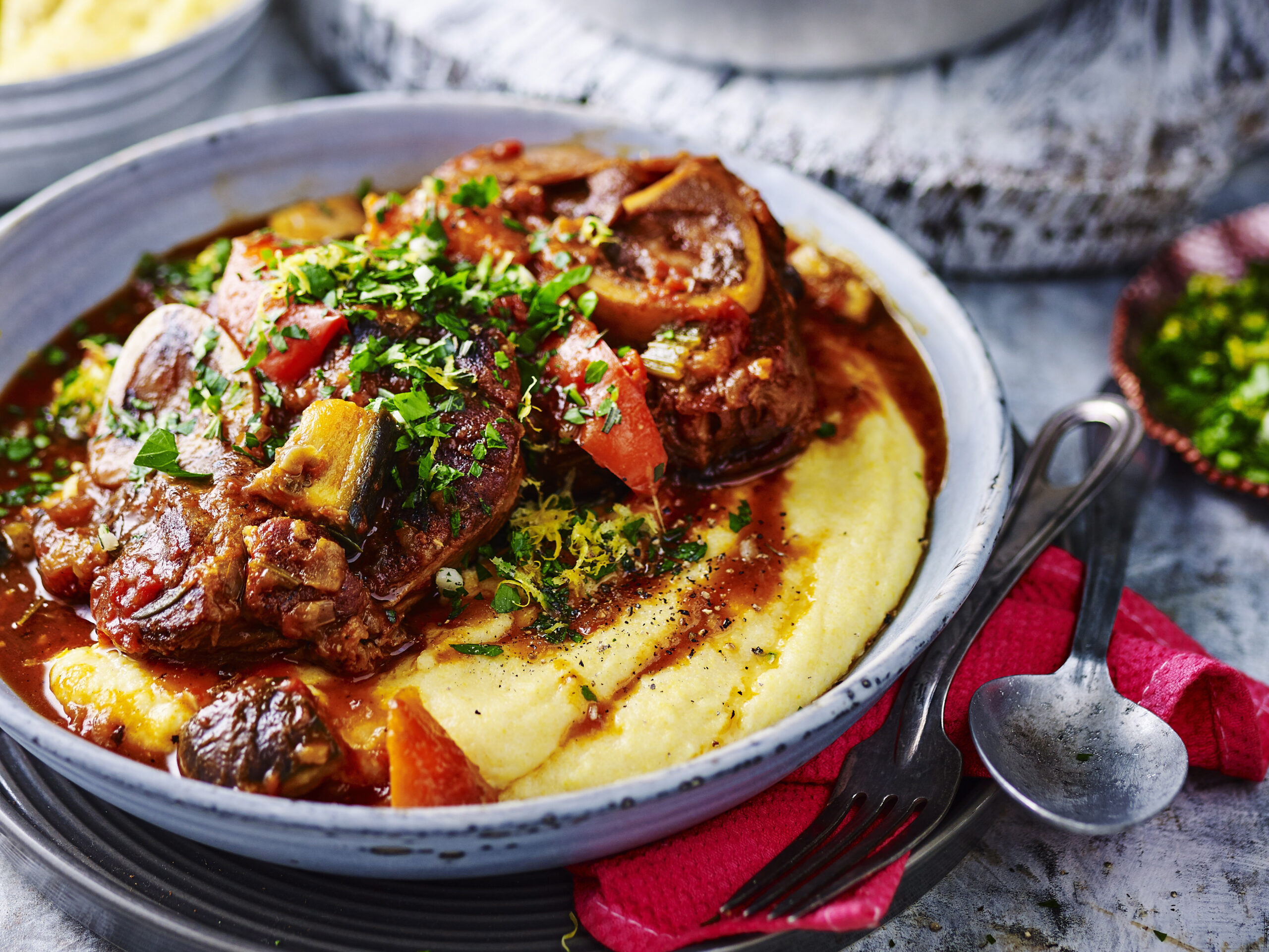 Lamb shank recipes: lamb osso buco with creamy polenta