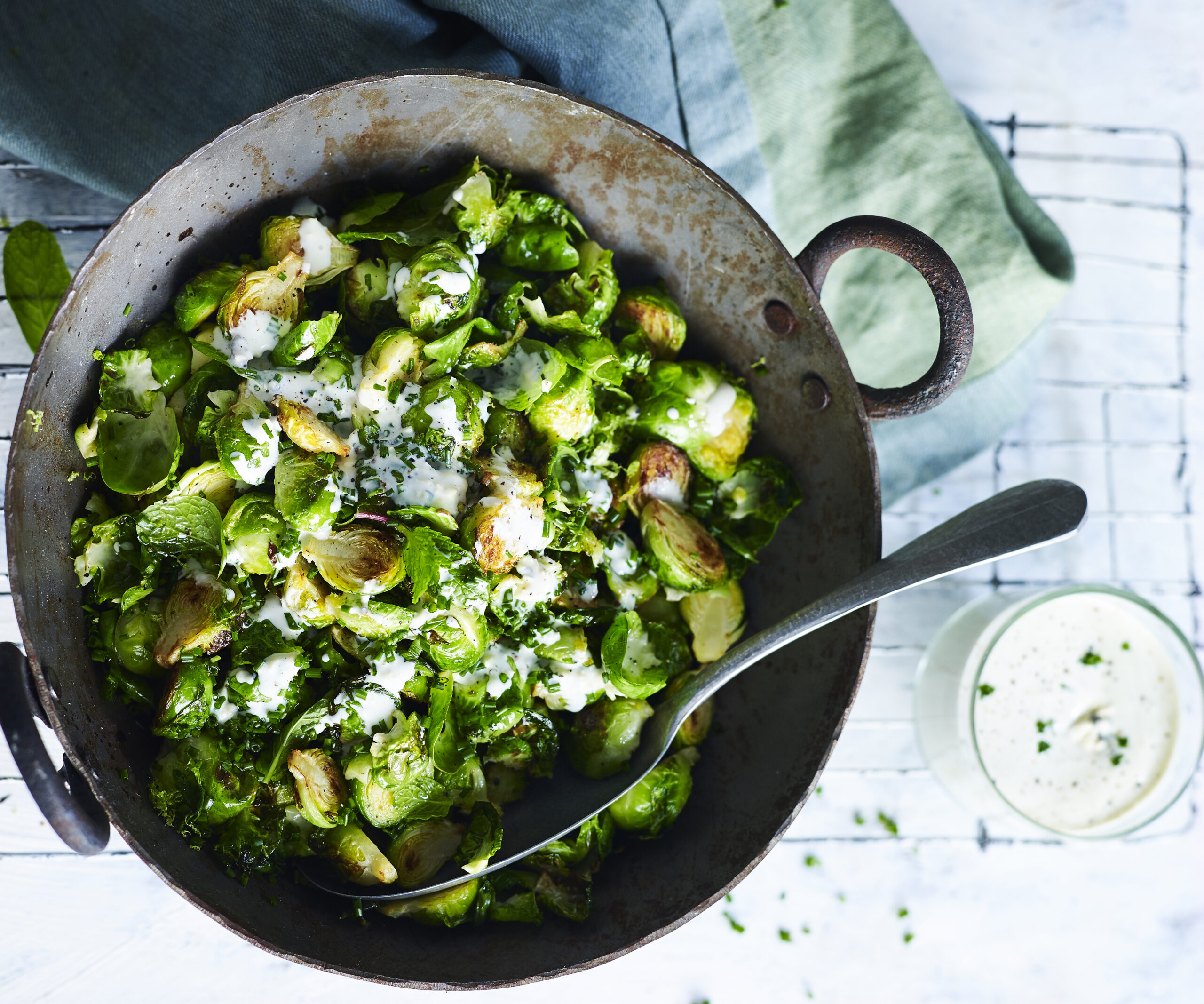 Fried brussels sprouts blue cheese dressing