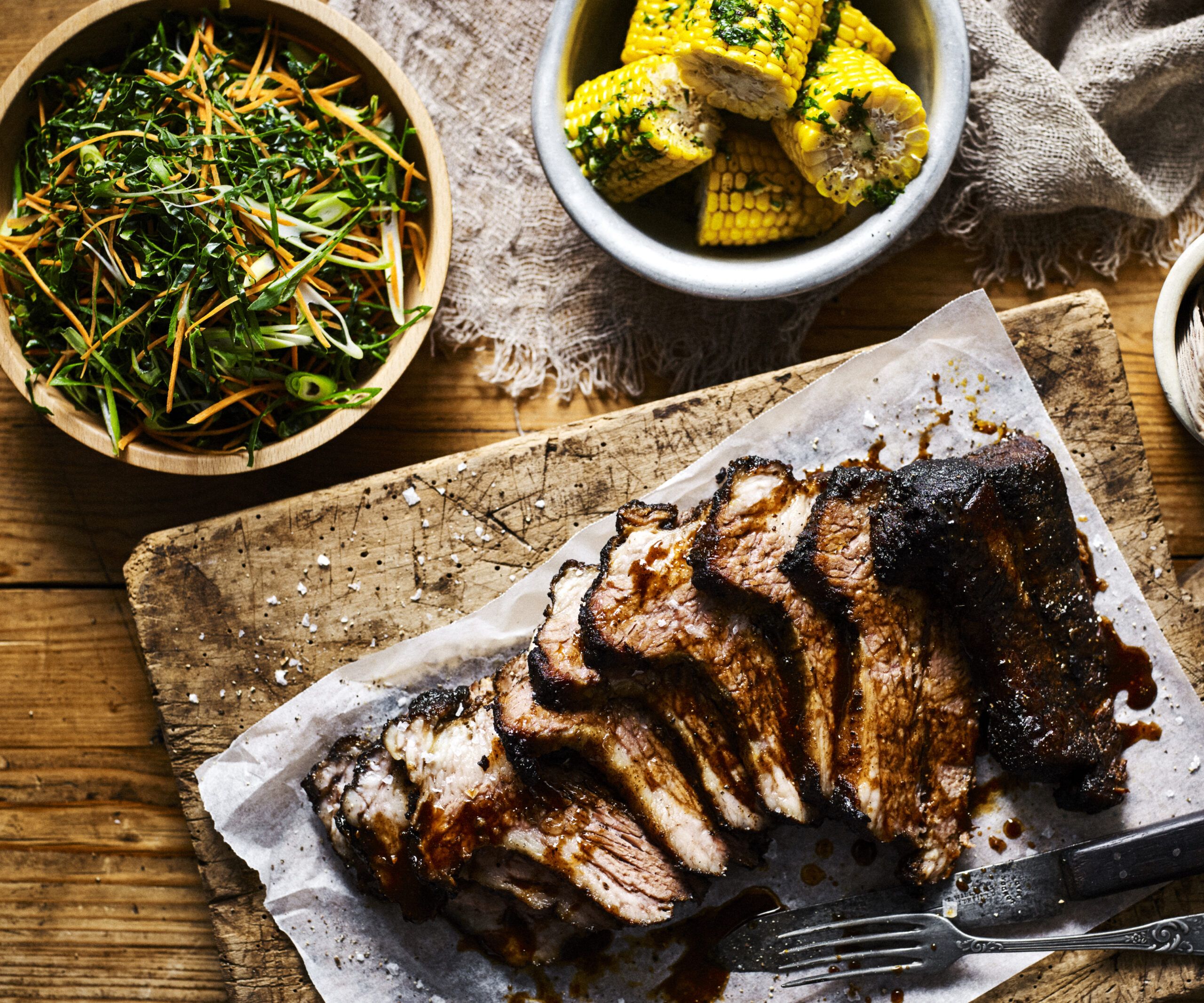 Texas-style brisket with corn & slaw