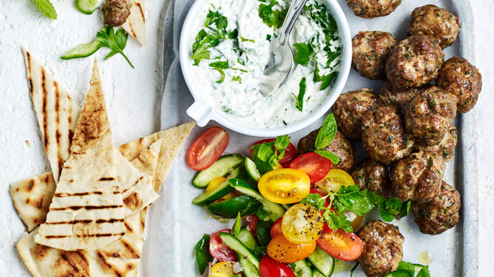 Air fryer lamb kofta with green tahini