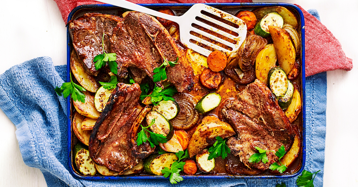 Julie Goodwin's lamb forequarter chops with vegetables tray bake ...