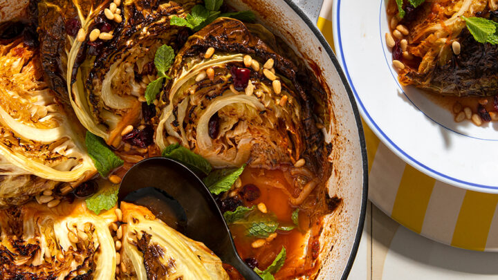 Fall-apart roast cabbage with harissa
