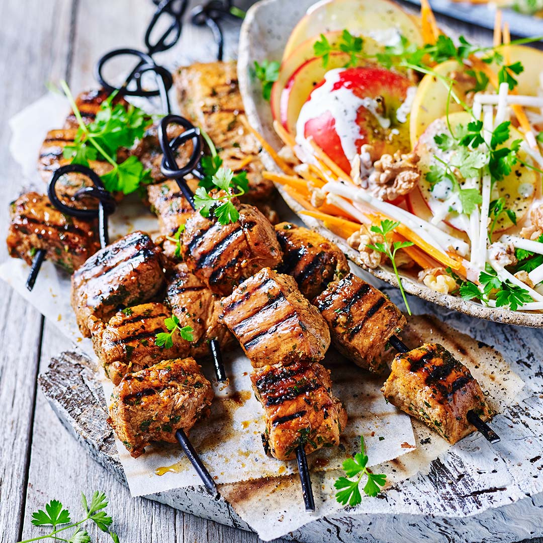 Sweet & spicy pork skewers