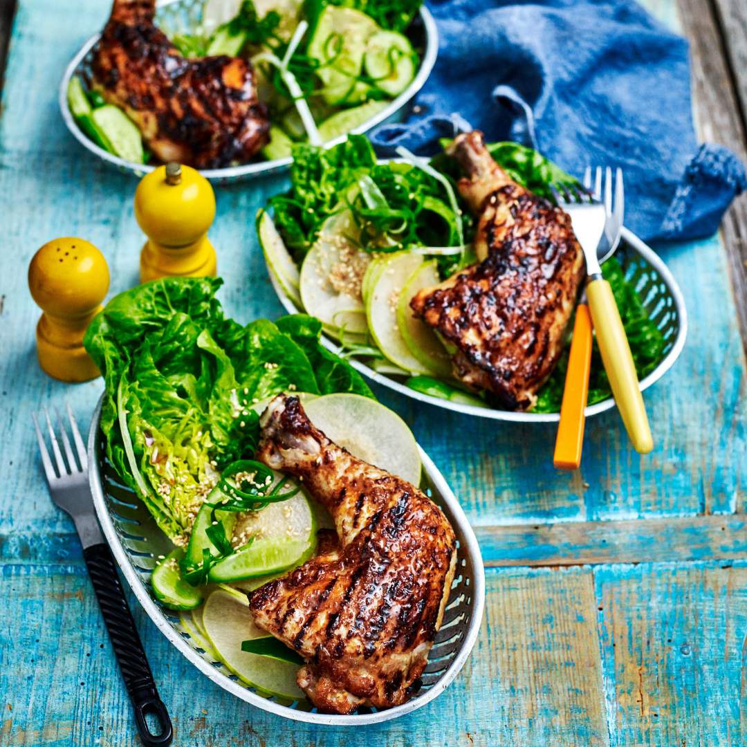 Miso chicken with sesame nashi salad